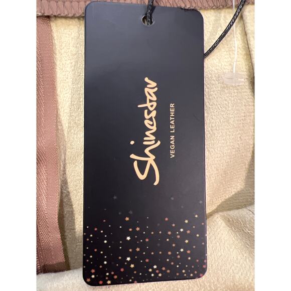 NWT Shine Star Women’s Vegan Faux Leather Pencil Mini Skirt Size L Brown Comfort - Picture 4 of 5